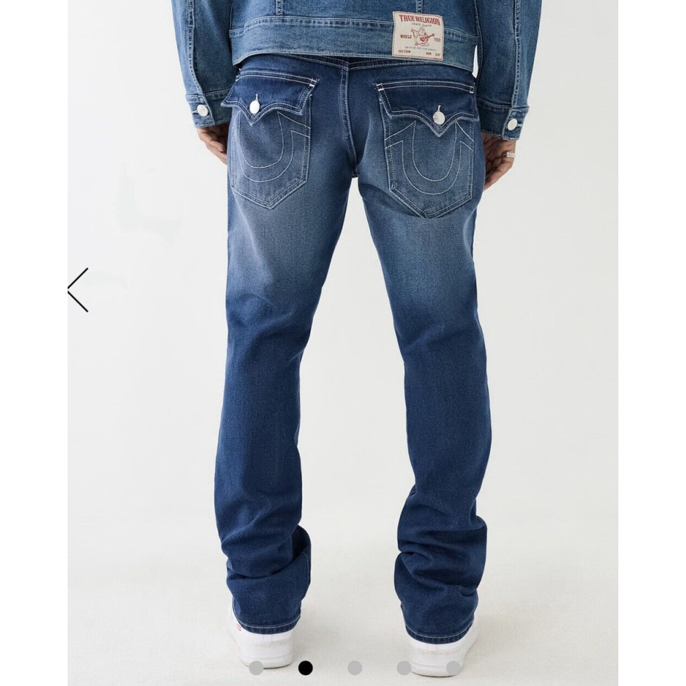 NWT True Religion Ricky Relaxed Straight Flap Jeans 34X34 Men Blue Orig.$159